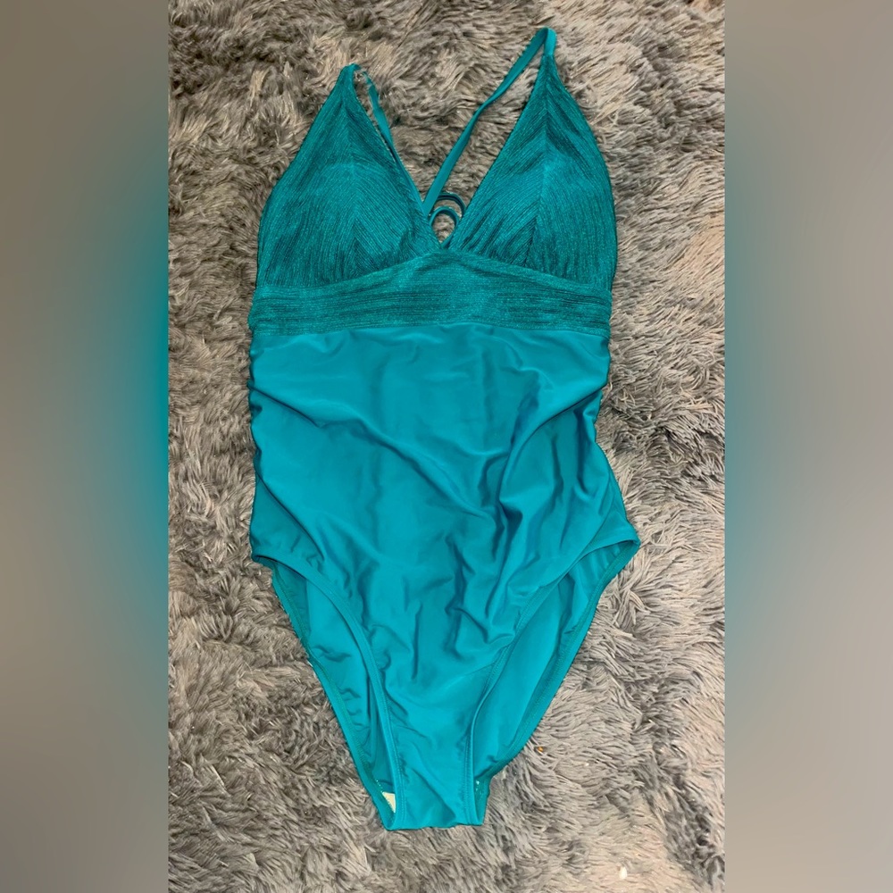 👑Kona Sol Emerald Green Full Piece Bathing Suit/Size XL